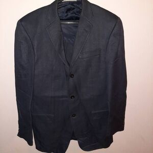 Vintage Hickey Freeman Silk Cotton Dark Blue Sport Coat Size 40